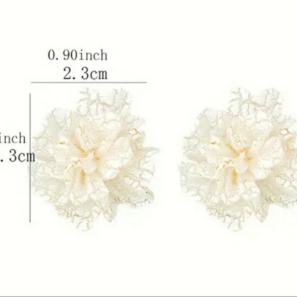 Elegant White Floral Earrings - Picture 3 of 3